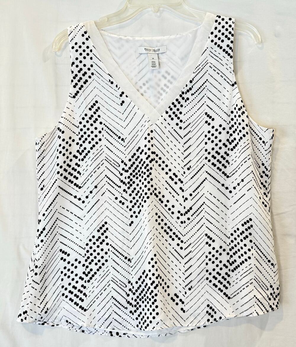 White House Black Market Geometric Tank Women's Medium Dressy V Neck